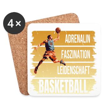 Adrenalin - Faszination - Leidenschaft -Basketball - Untersetzer (4er-Set) - Weiß - Vorne