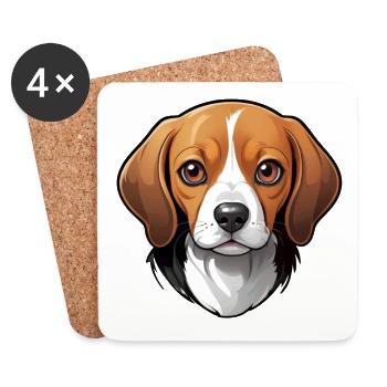 adorable beagle - Dessous de verre (lot de 4) - blanc - Devant