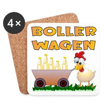 VATERTAG BOLLERWAGEN HÜHNER - Untersetzer (4er-Set) - Weiß - Vorne
