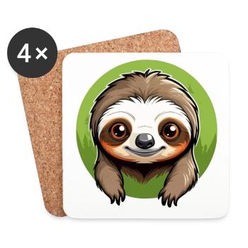 Lazy Tree Sloth - Untersetzer (4er-Set) - Weiß - Vorne