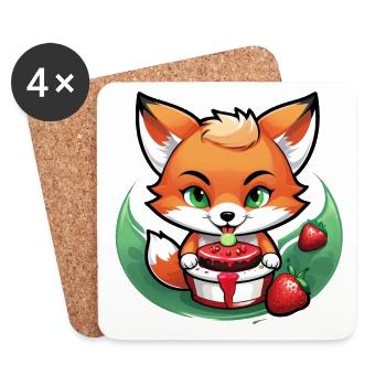 Foxy Strawberry Cake - Untersetzer (4er-Set) - Weiß - Vorne