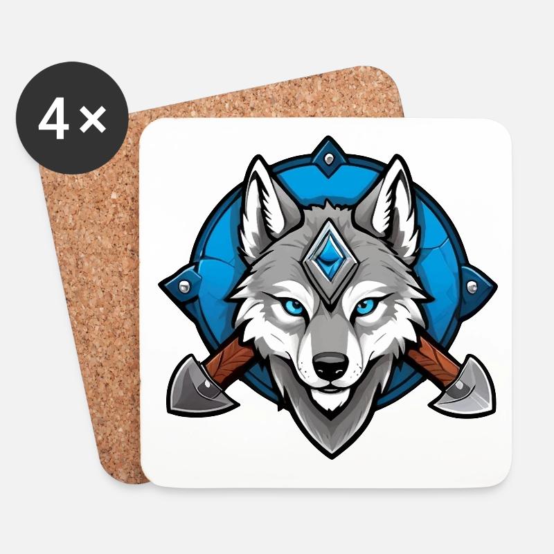 Viking Wolf Warrior - Untersetzer (4er-Set) - Weiß