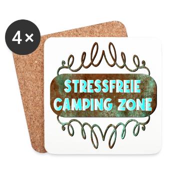 CAMPING - KEIN STRESS - Untersetzer (4er-Set) - Weiß - Vorne