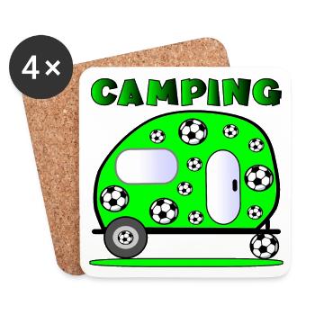CAMPING MIT KINDERN - FUSSBALL - Untersetzer (4er-Set) - Weiß - Vorne