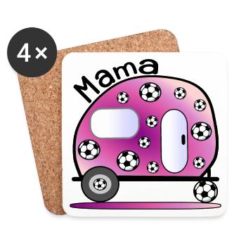 CAMPING - MAMA FUßBALL - Untersetzer (4er-Set) - Weiß - Vorne