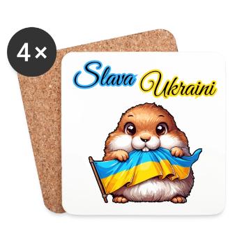 Cute prairie dog with Ukraine flag - Coasters (set of 4) - white - Front