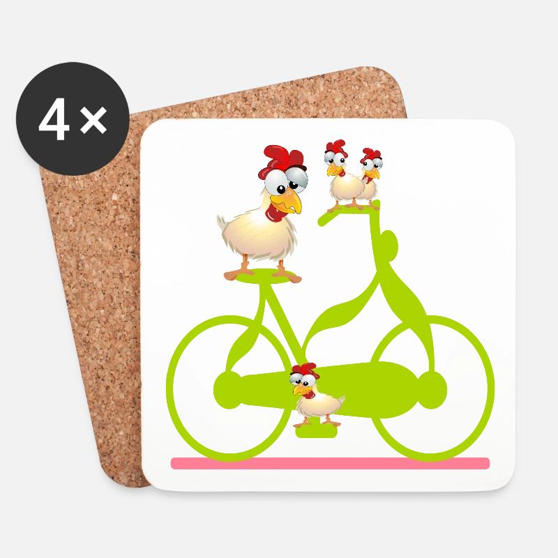 HÜHNERSTALL HÜHNER - FAHRRAD - Untersetzer (4er-Set) - Weiß