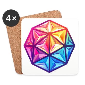 Geometrischer W20 D20 Würfel – Fantasy RPG - Untersetzer (4er-Set) - Weiß - Vorne