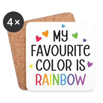 LGBT Pride Month - Meine Lieblingsfarbe ist Regenbogen - Untersetzer (4er-Set) - Weiß - Vorne