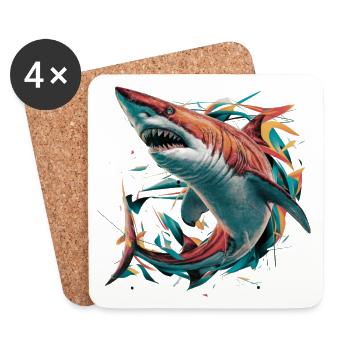 Shark - Dessous de verre (lot de 4) - blanc - Devant