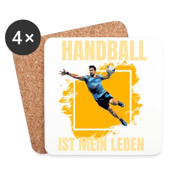 Handball ist mein Leben - Untersetzer (4er-Set) - Weiß - Vorne