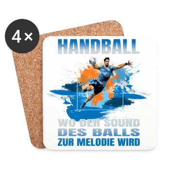 Handball: Wo der Sound des Balls zur Melodie wird - Untersetzer (4er-Set) - Weiß - Vorne