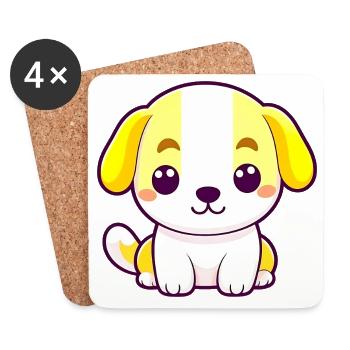 Cute Puppy Love Heart Eyes Adorable Dog T-Shirt - Coasters (set of 4) - white - Front