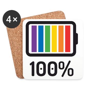 LGBT Pride Monat - 100% queer - Untersetzer (4er-Set) - Weiß - Vorne