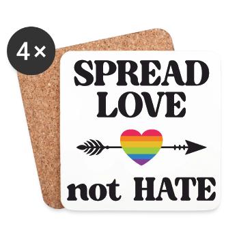 LGBT Pride Month - Spread Love Not Hate - Coasters (set of 4) - white - Front