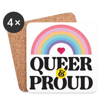 LGBT Pride Month - Queer and Proud - Coasters (set of 4) - white - Front