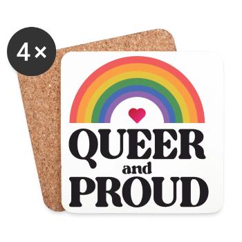Mois de la fierté LGBT - Queer et fier - Dessous de verre (lot de 4) - blanc - Devant