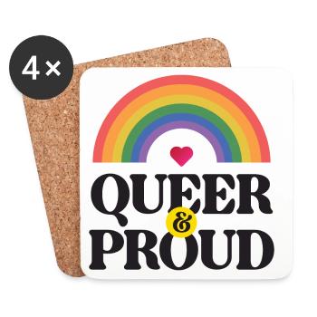 LGBT Pride Month - Queer and Proud - Coasters (set of 4) - white - Front