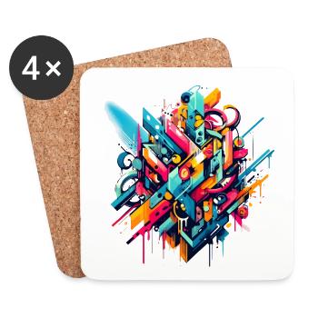 Cool Colorful Dynamic Graffiti Illustration - Coasters (set of 4) - white - Front