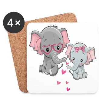 Elephants in Love - Coasters (set of 4) - white - Front