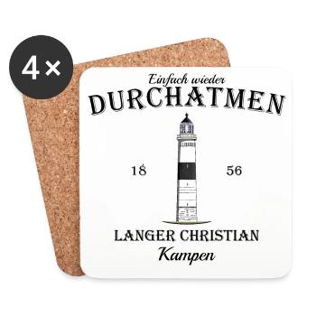 Sylt, Kampen, Leuchtturm langer Christian - Untersetzer (4er-Set) - Weiß - Vorne