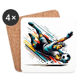 Fußballtorwart in voller Aktion für Fußballer - Untersetzer (4er-Set) - Weiß - Vorne