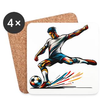 Footballers in full action for football fans - Coasters (set of 4) - white - Front