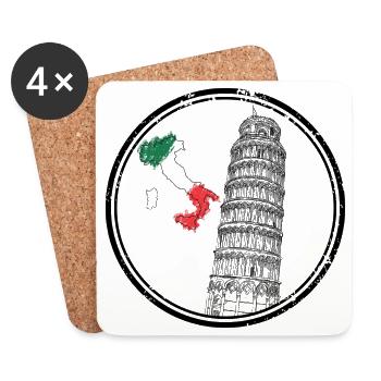 Italien Karte Flagge Farben - Untersetzer (4er-Set) - Weiß - Vorne