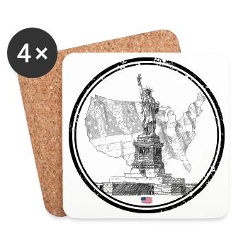 Carte Industrial Grunge USA - Dessous de verre (lot de 4) - blanc - Devant