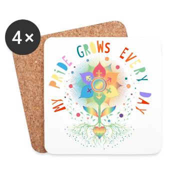 Fleur avec racine symbole de fierté et d’appartenance - Dessous de verre (lot de 4) - blanc - Devant