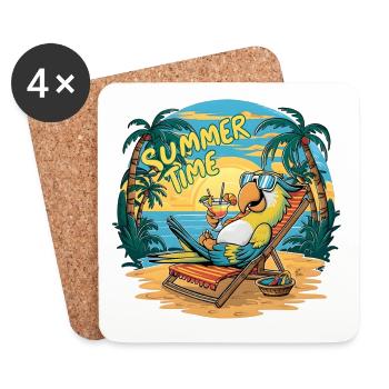 Un joyeux perroquet sous le soleil - Dessous de verre (lot de 4) - blanc - Devant