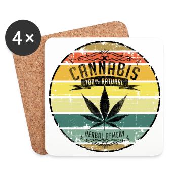 Retro Weed Cannabisblatt - Untersetzer (4er-Set) - Weiß - Vorne