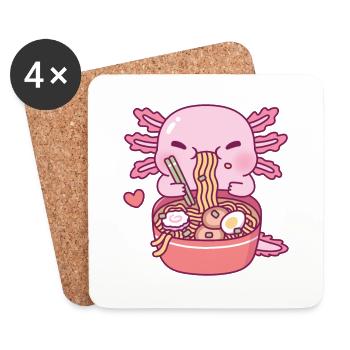 Mignon Axolotl Aime Les Nouilles Ramen - Dessous de verre (lot de 4) - blanc - Devant