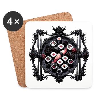 Sushi gothique Sushi de style gothique - Dessous de verre (lot de 4) - blanc - Devant
