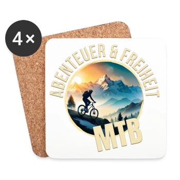 Abenteuer & Freiheit - MTB - Untersetzer (4er-Set) - Weiß - Vorne