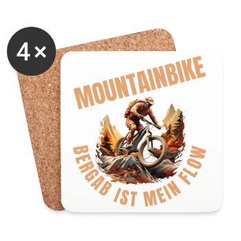 MTB: Bergab ist mein Flow - Untersetzer (4er-Set) - Weiß - Vorne