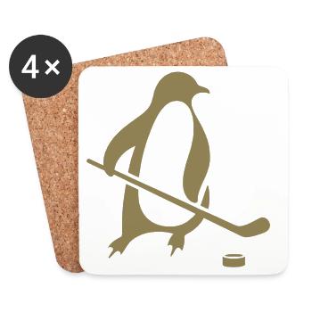 Penguin Ice Hockey Silhouette Minimalist - Coasters (set of 4) - white - Front