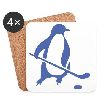 Pinguin Eishockey Silhouette Minimalistisch - Untersetzer (4er-Set) - Weiß - Vorne