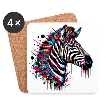 Zebra - Untersetzer (4er-Set) - Weiß - Vorne