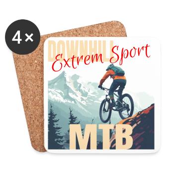 Downhill - Extrem Sport - Untersetzer (4er-Set) - Weiß - Vorne
