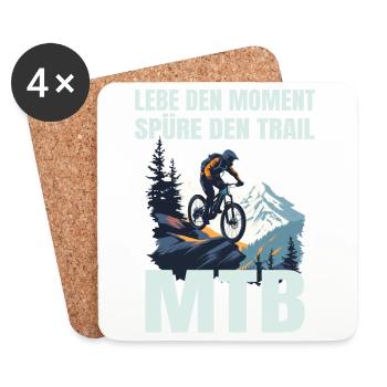 MTB: Lebe den Moment, spüre den Trail - Untersetzer (4er-Set) - Weiß - Vorne