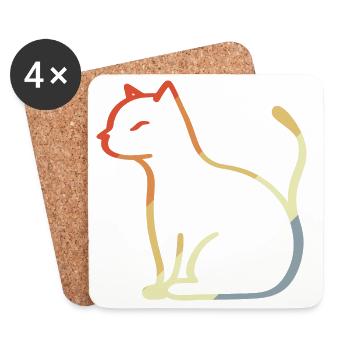 Chat Vintage - Dessous de verre (lot de 4) - blanc - Devant