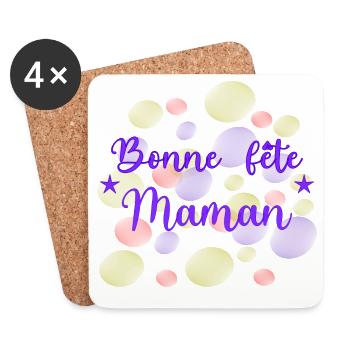 MOTHER'S DAY. HEART. HAPPY BIRTHDAY. MOM - Coasters (set of 4) - white - Front