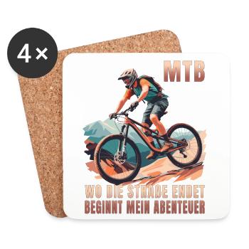 MTB: Wo die Straße endet beginnt mein Abenteuer - Untersetzer (4er-Set) - Weiß - Vorne