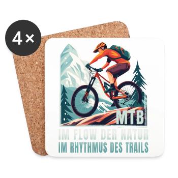 MTB: Im Flow der Natur im Rhythmus des Trails - Untersetzer (4er-Set) - Weiß - Vorne