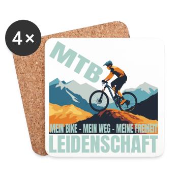 Mein Bike - Mein Weg - Meine Freiheit - Untersetzer (4er-Set) - Weiß - Vorne