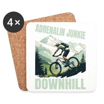 Adrenalin Junkie - MTB Downhill - Untersetzer (4er-Set) - Weiß - Vorne