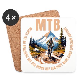 Epische Abfahrt - Mountainbike - Untersetzer (4er-Set) - Weiß - Vorne