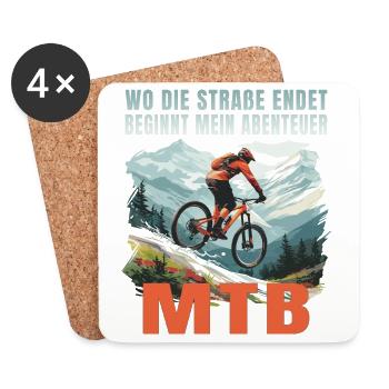 MTB: Wo die Straße endet beginnt mein Abenteuer - Untersetzer (4er-Set) - Weiß - Vorne