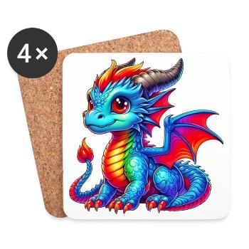Drache - Untersetzer (4er-Set) - Weiß - Vorne